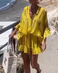 Lara Soft V-Neck Casual Mini Dress
