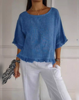 Audrey Casual Round Neck Mid Sleeve Blouse