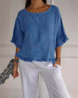 Audrey Casual Round Neck Mid Sleeve Blouse