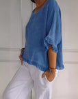 Audrey Casual Round Neck Mid Sleeve Blouse