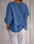 Audrey Casual Round Neck Mid Sleeve Blouse