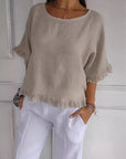 Audrey Casual Round Neck Mid Sleeve Blouse