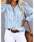 Maria Casual Striped Long Sleeve Blouse