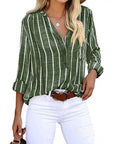 Maria Casual Striped Long Sleeve Blouse