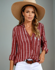 Maria Casual Striped Long Sleeve Blouse