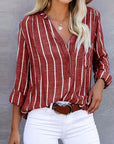 Maria Casual Striped Long Sleeve Blouse