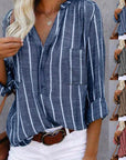 Maria Casual Striped Long Sleeve Blouse