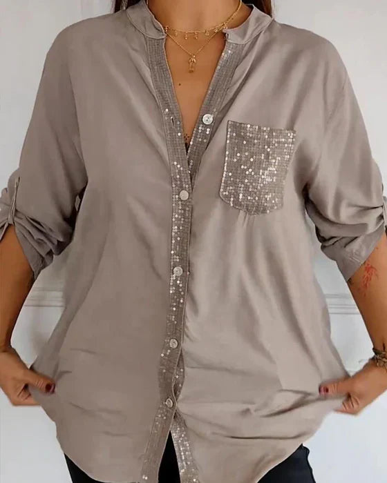Paisley Sparkling V-Neck Blouse