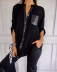 Paisley Sparkling V-Neck Blouse