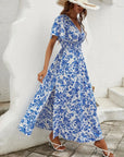 Clara Printed Short Sleeve Maxi Dress