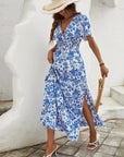 Clara Printed Short Sleeve Maxi Dress